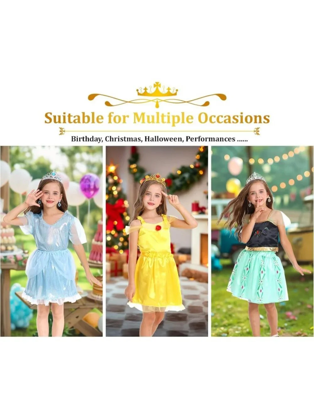 Princess Dress Up Costume Set for Toddler Girls Role Play Toys Gift - Purple